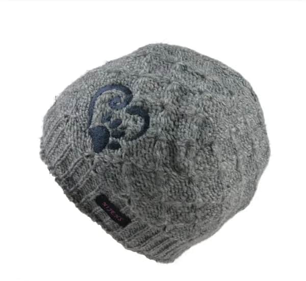 Nijens Kurze Beanie Mütze mit Herz & Pfotenstickerei Grau