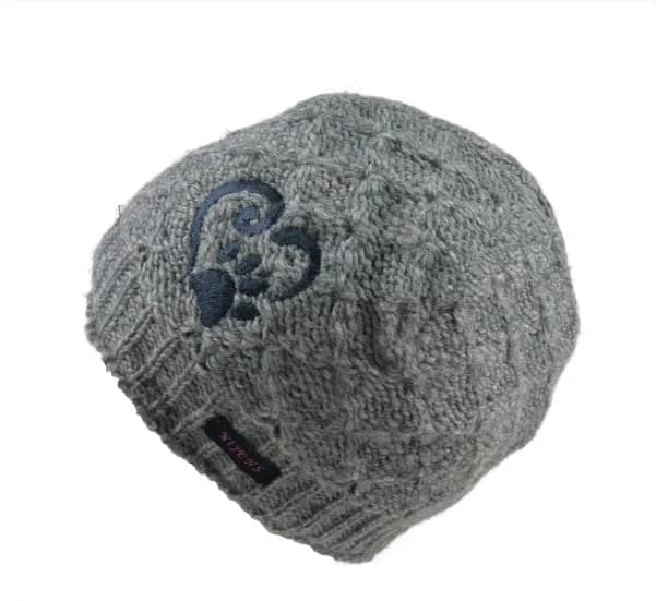 Nijens Kurze Beanie Mütze mit Herz & Pfotenstickerei Grau