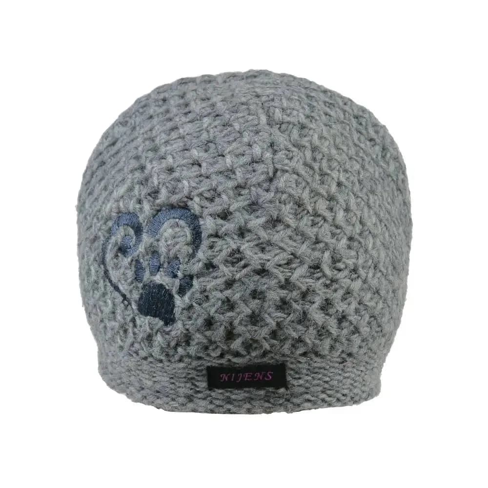 Kurze Beanie Mütze Neava aus Wolle mit Pfote&Herz Stickerei