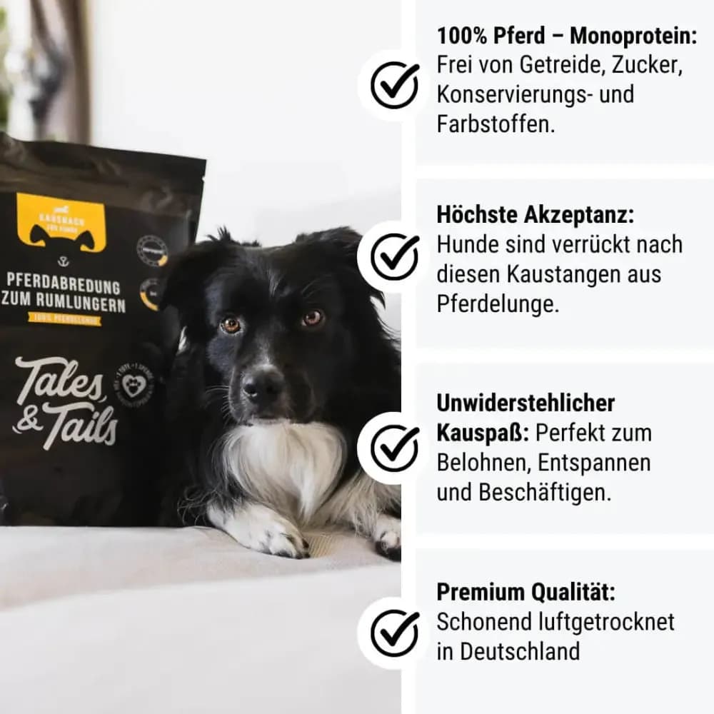 PferdAbredung zum Rumlungern - 100% Pferdelunge - Kauartikel für Hunde