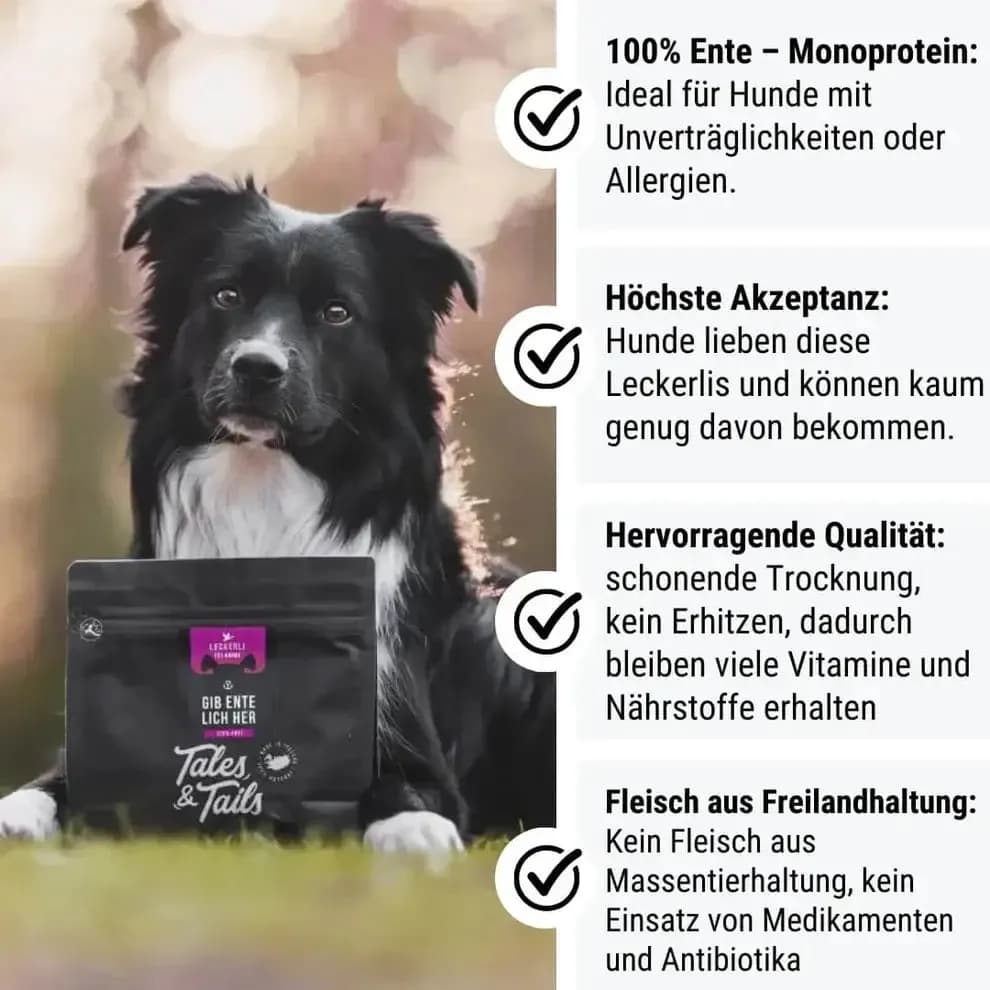 Tales & Tails Gib EnteLich her - Fleisch Leckerli für Hunde aus 100% Ente