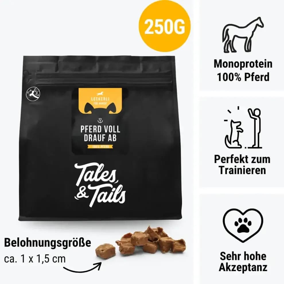 Tales & Tails Pferd voll drauf ab - Fleisch Leckerli für Hunde aus 100% Pferd