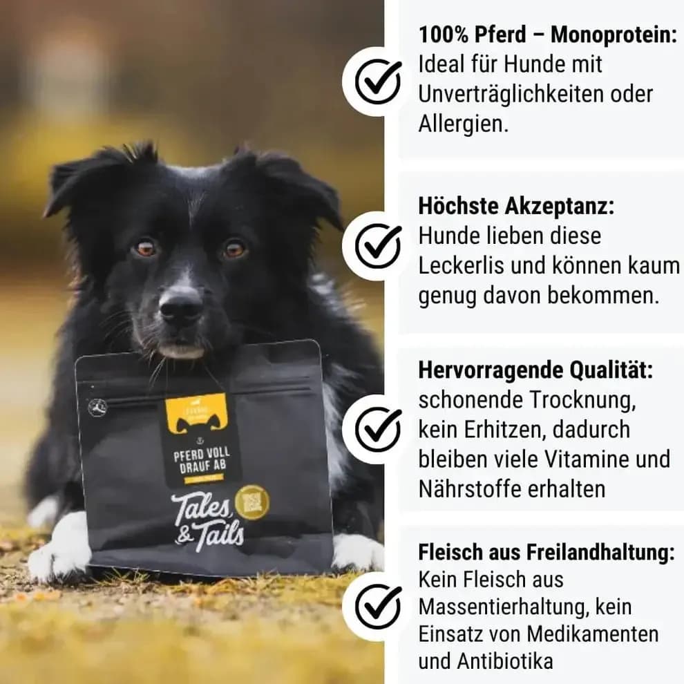 Tales & Tails Pferd voll drauf ab - Fleisch Leckerli für Hunde aus 100% Pferd